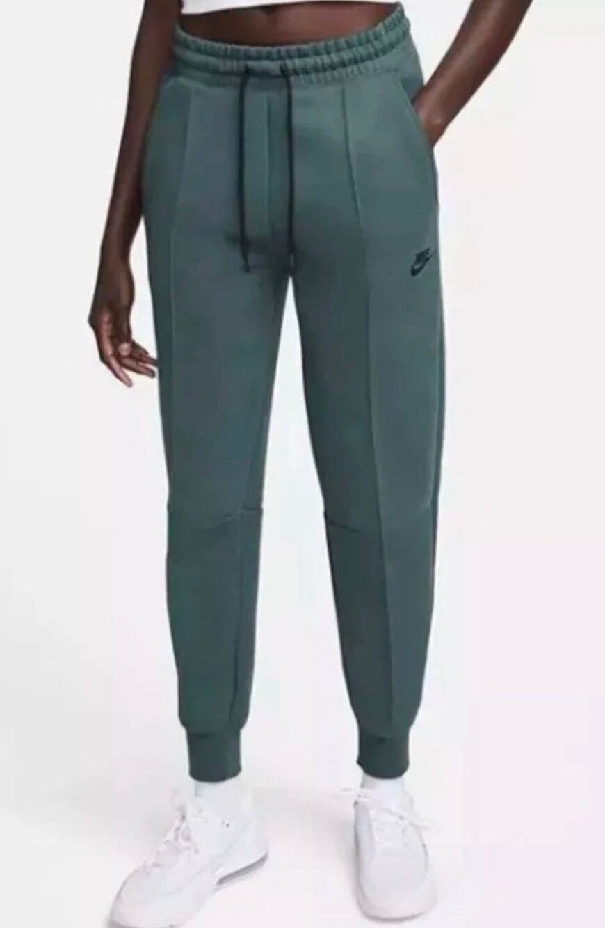 Nike Tech Women’s Sportswear Fleece Mid Rise Pant Joggers Sweatpants Green Sz L